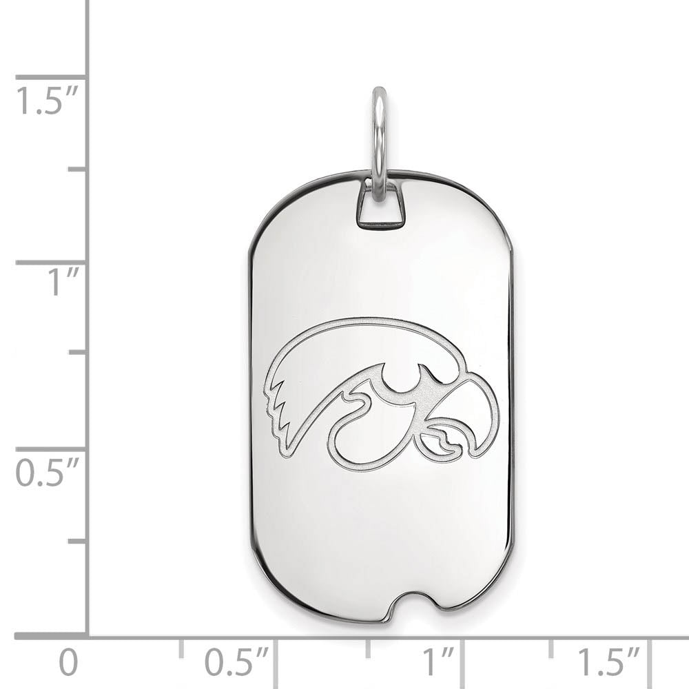 Alternate view of the Sterling Silver U. of Iowa Dog Tag Pendant by The Black Bow Jewelry Co.
