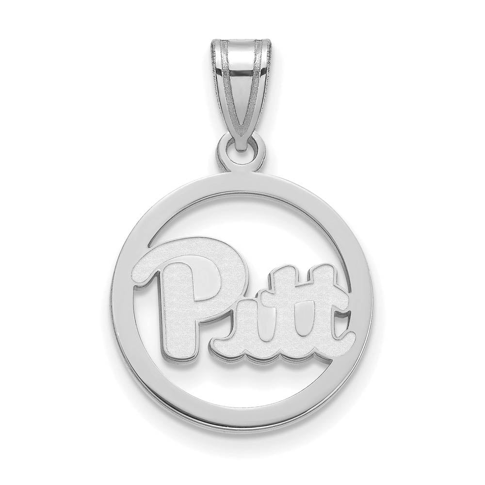 Sterling Silver U. of Pittsburgh Small Circle Pendant, Item P15339 by The Black Bow Jewelry Co.
