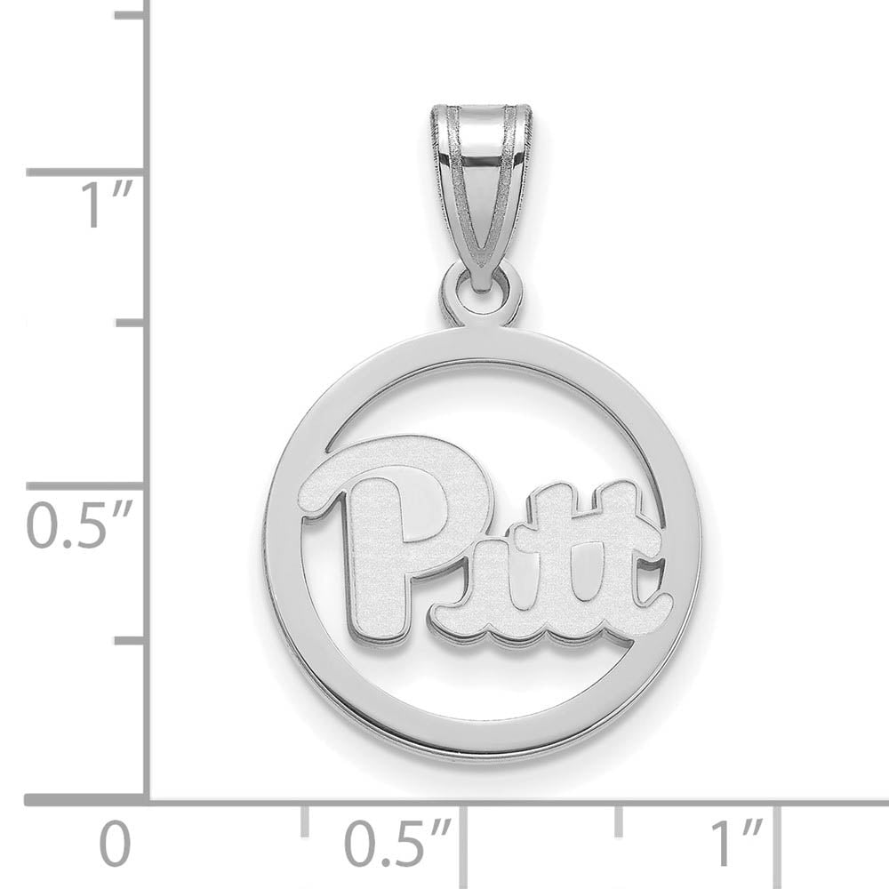 Alternate view of the Sterling Silver U. of Pittsburgh Small Circle Pendant by The Black Bow Jewelry Co.