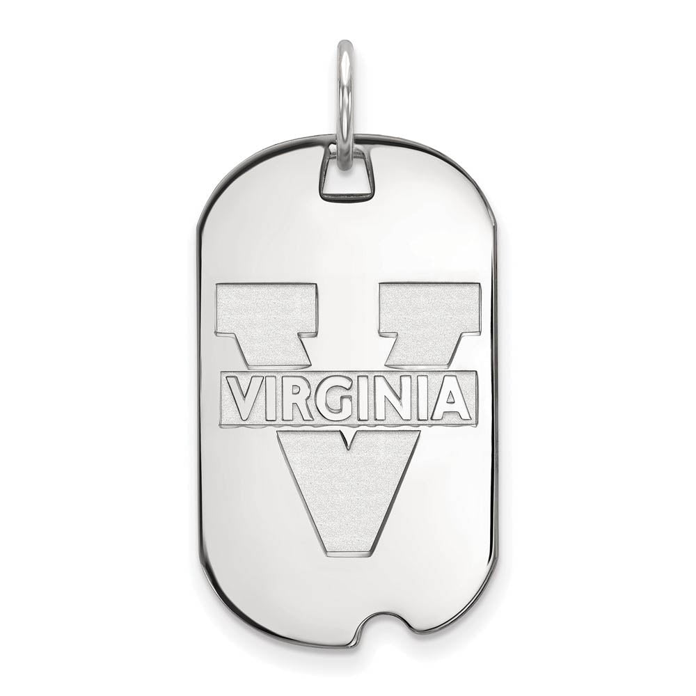 Sterling Silver U. of Virginia 'V' Logo Dog Tag Pendant, Item P15342 by The Black Bow Jewelry Co.