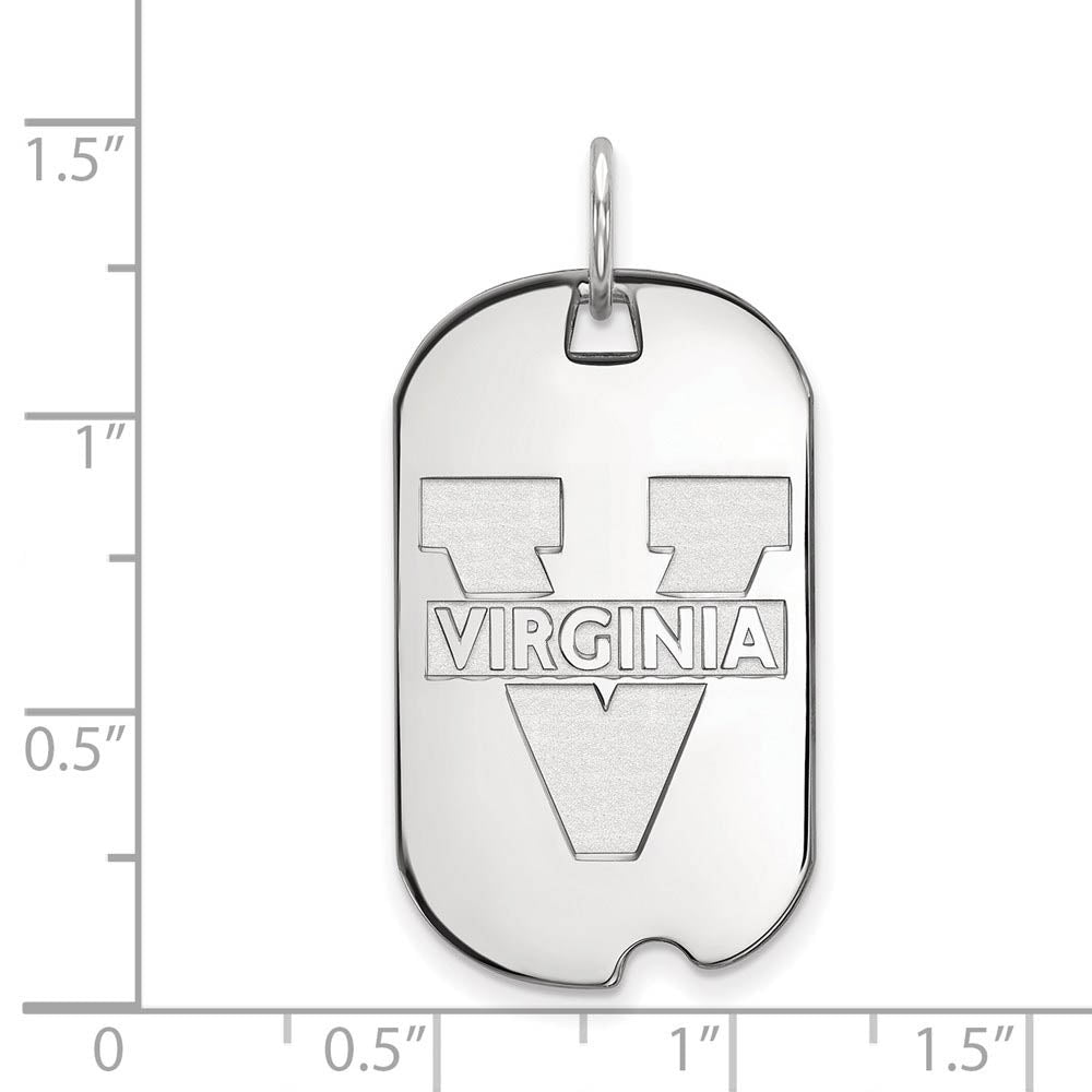 Alternate view of the Sterling Silver U. of Virginia 'V' Logo Dog Tag Pendant by The Black Bow Jewelry Co.