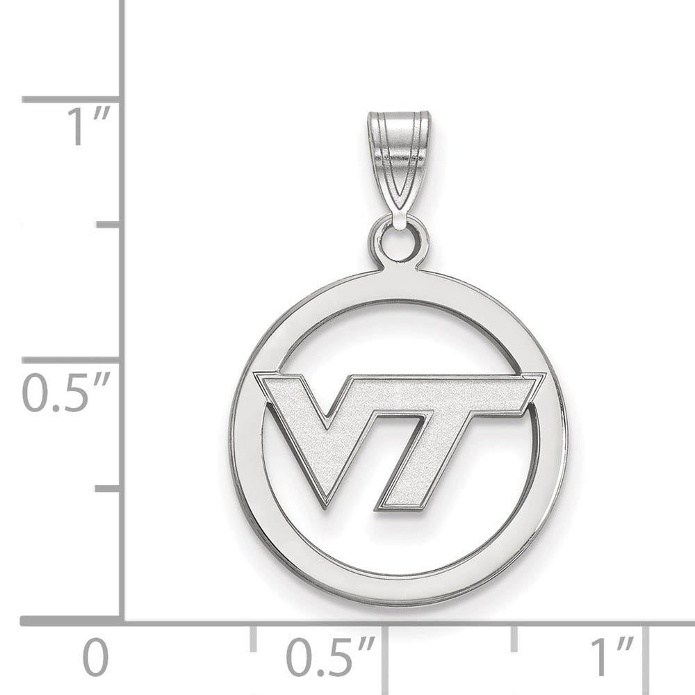 Alternate view of the Sterling Silver Virginia Tech Small Logo Circle Pendant by The Black Bow Jewelry Co.