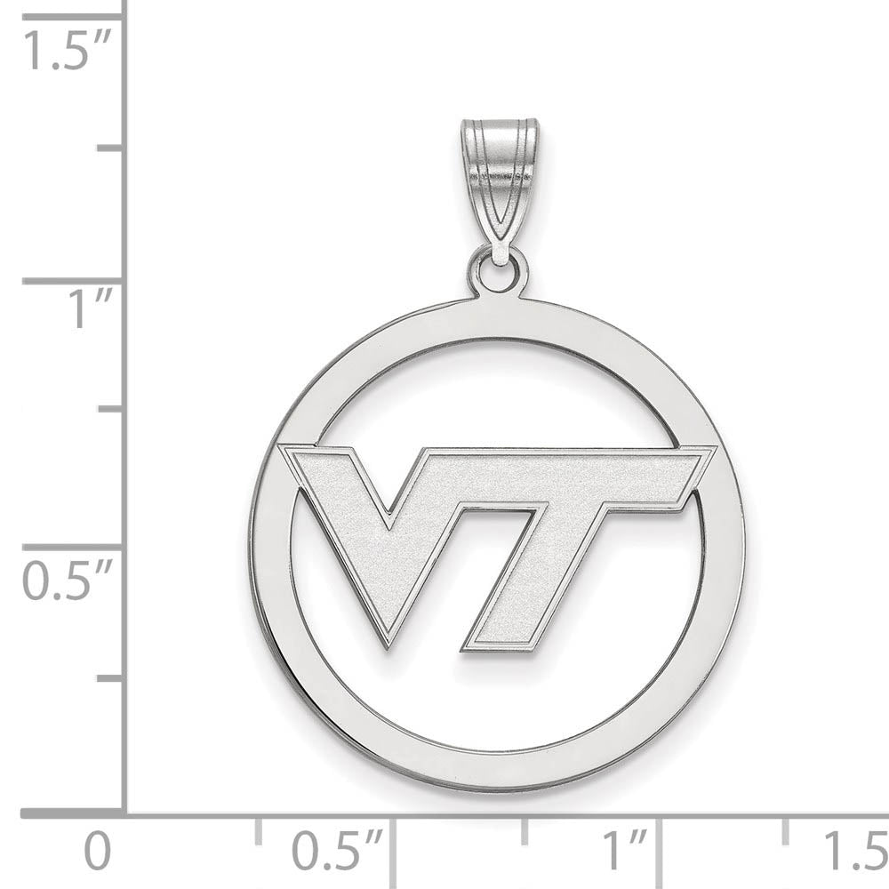 Alternate view of the Sterling Silver Virginia Tech XL Logo Circle Pendant by The Black Bow Jewelry Co.