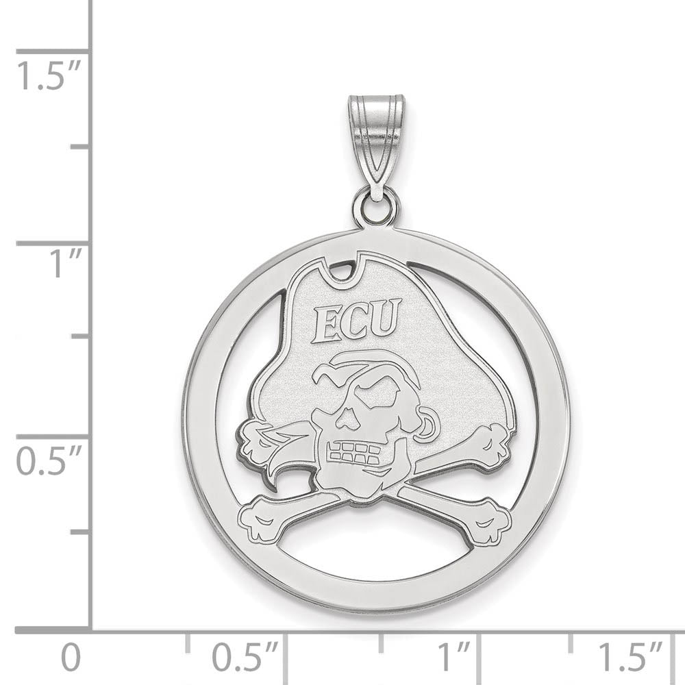 Alternate view of the Sterling Silver East Carolina U XL Circle Pendant by The Black Bow Jewelry Co.