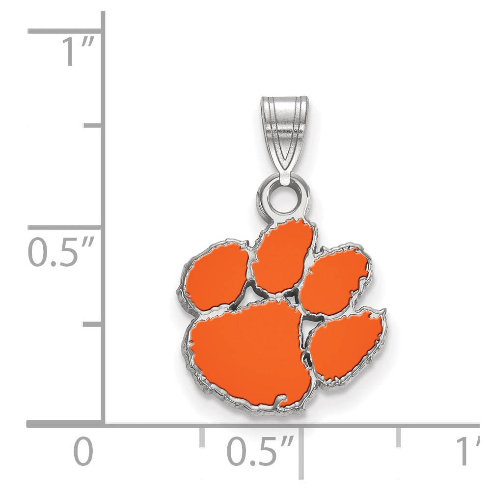 Alternate view of the Sterling Silver Clemson U Small Enamel Pendant by The Black Bow Jewelry Co.