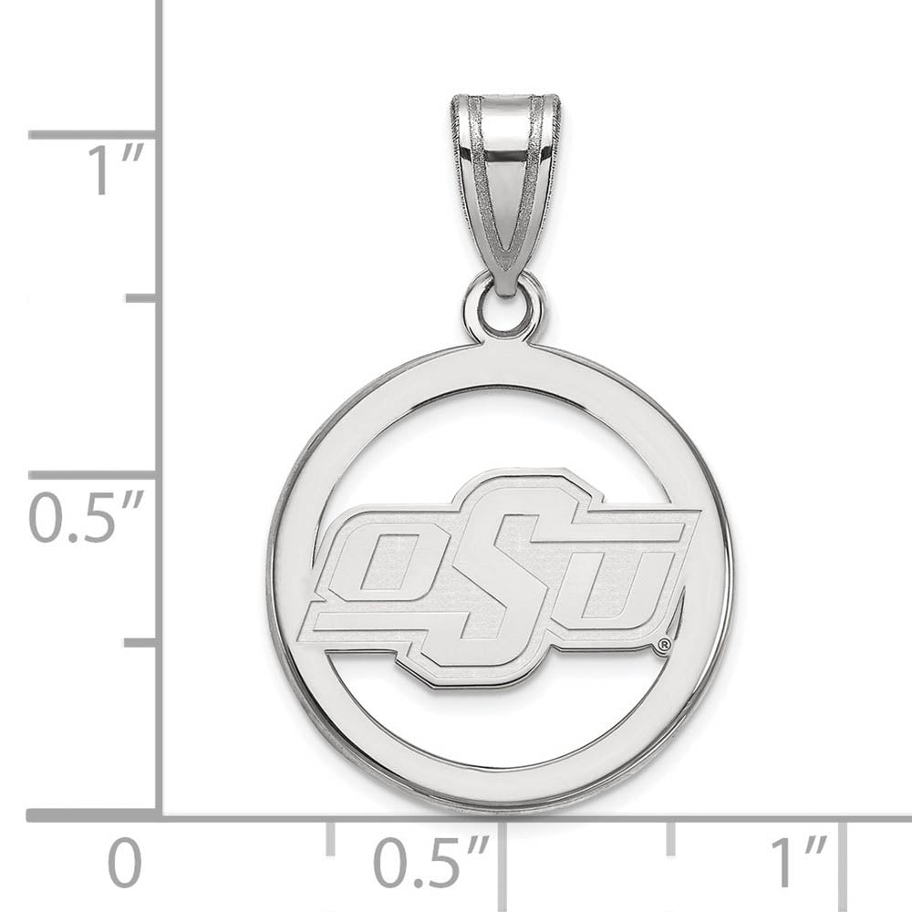 Alternate view of the Sterling Silver Oklahoma State Small Circle Pendant by The Black Bow Jewelry Co.