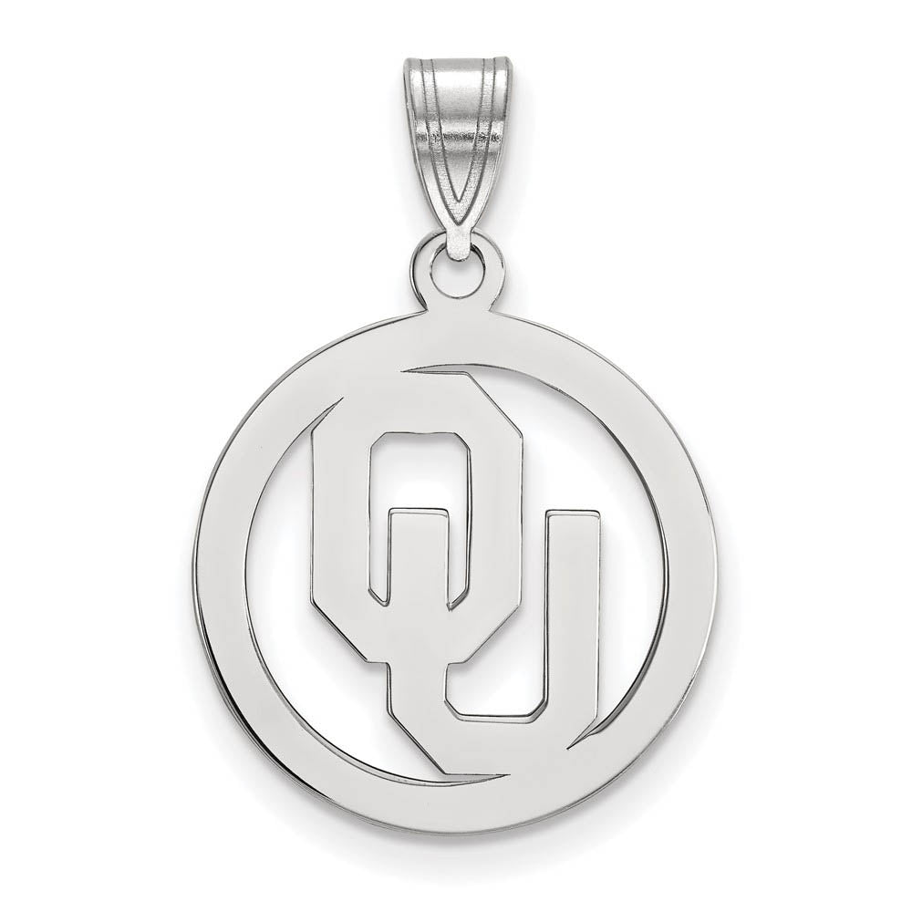 Sterling Silver U. of Oklahoma Small Circle Pendant, Item P15366 by The Black Bow Jewelry Co.