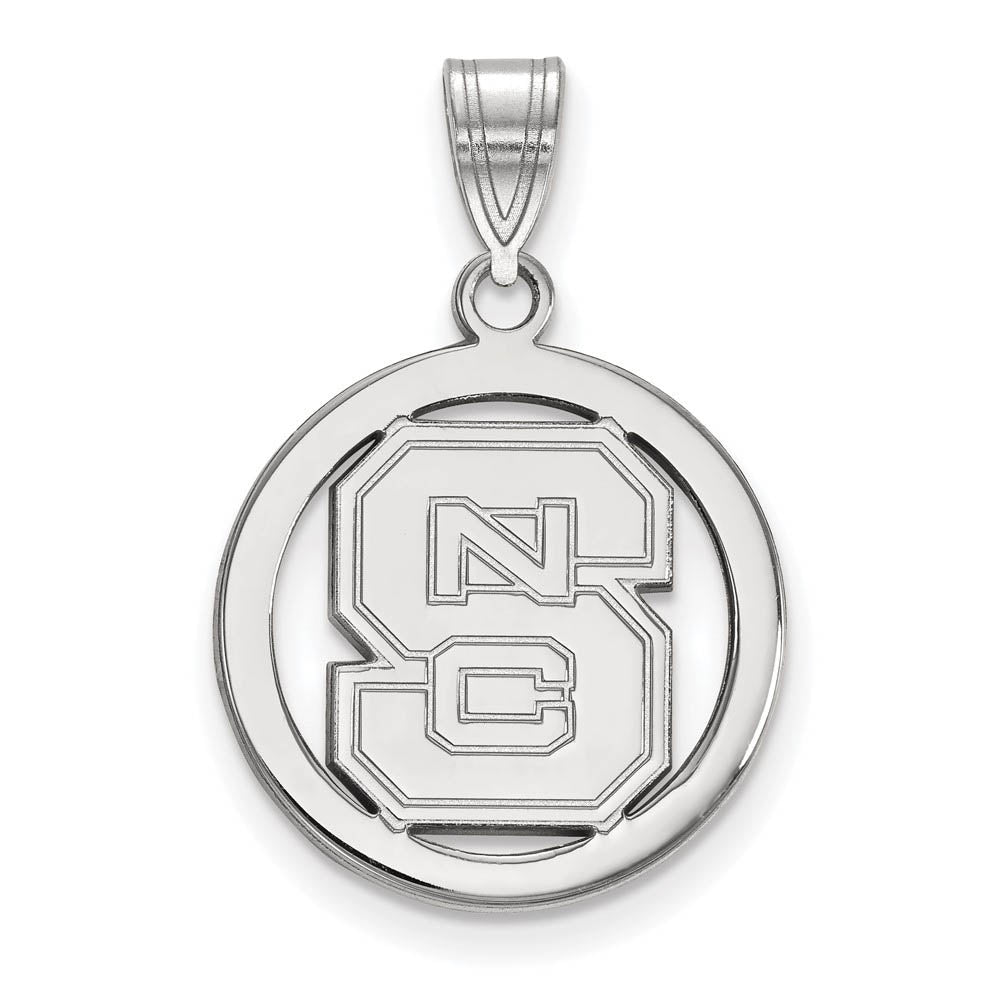 Sterling Silver North Carolina State Small 'NCS' Circle Pendant, Item P15371 by The Black Bow Jewelry Co.