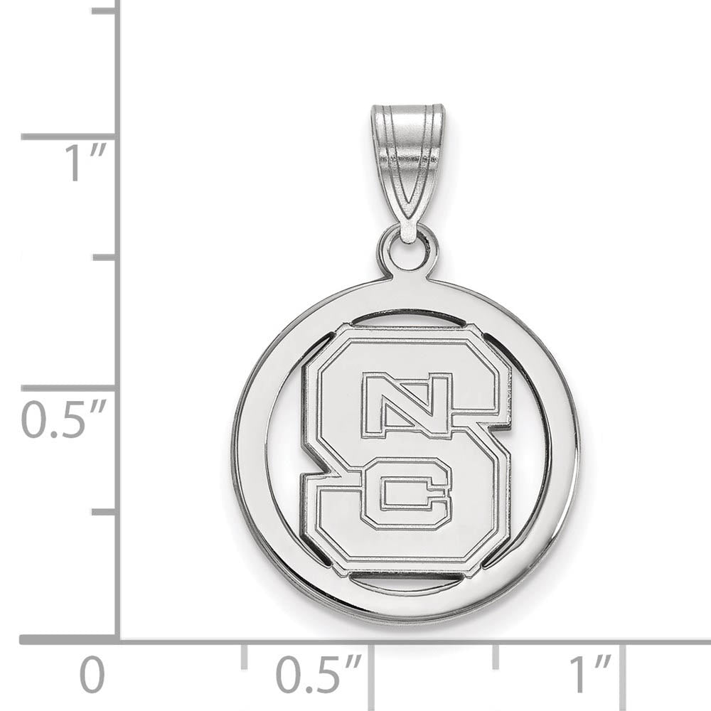 Alternate view of the Sterling Silver North Carolina State Small 'NCS' Circle Pendant by The Black Bow Jewelry Co.