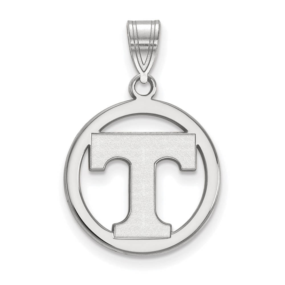 Sterling Silver U. of Tennessee SM Initial T Circle Pendant, Item P15378 by The Black Bow Jewelry Co.