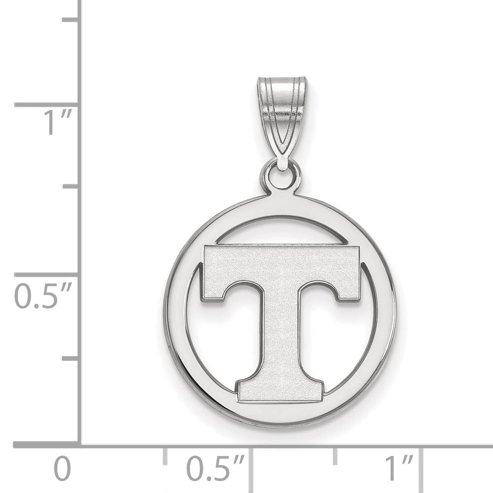 Alternate view of the Sterling Silver U. of Tennessee SM Initial T Circle Pendant by The Black Bow Jewelry Co.