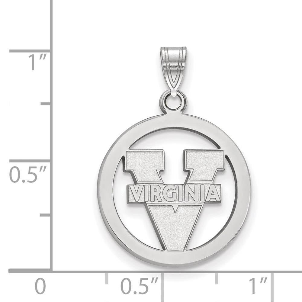 Alternate view of the Sterling Silver U. of Virginia SM 'V' Logo Circle Pendant by The Black Bow Jewelry Co.