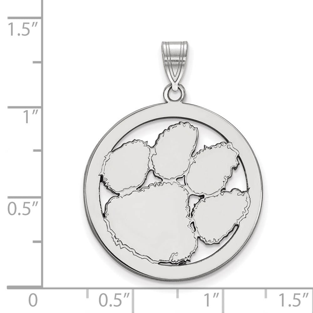 Alternate view of the Sterling Silver Clemson U XL Circle Pendant by The Black Bow Jewelry Co.