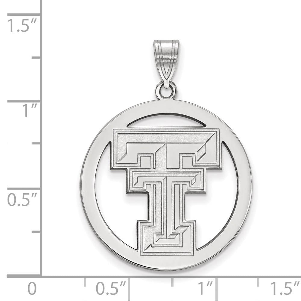 Alternate view of the Sterling Silver Texas Tech U. XL Circle Pendant by The Black Bow Jewelry Co.