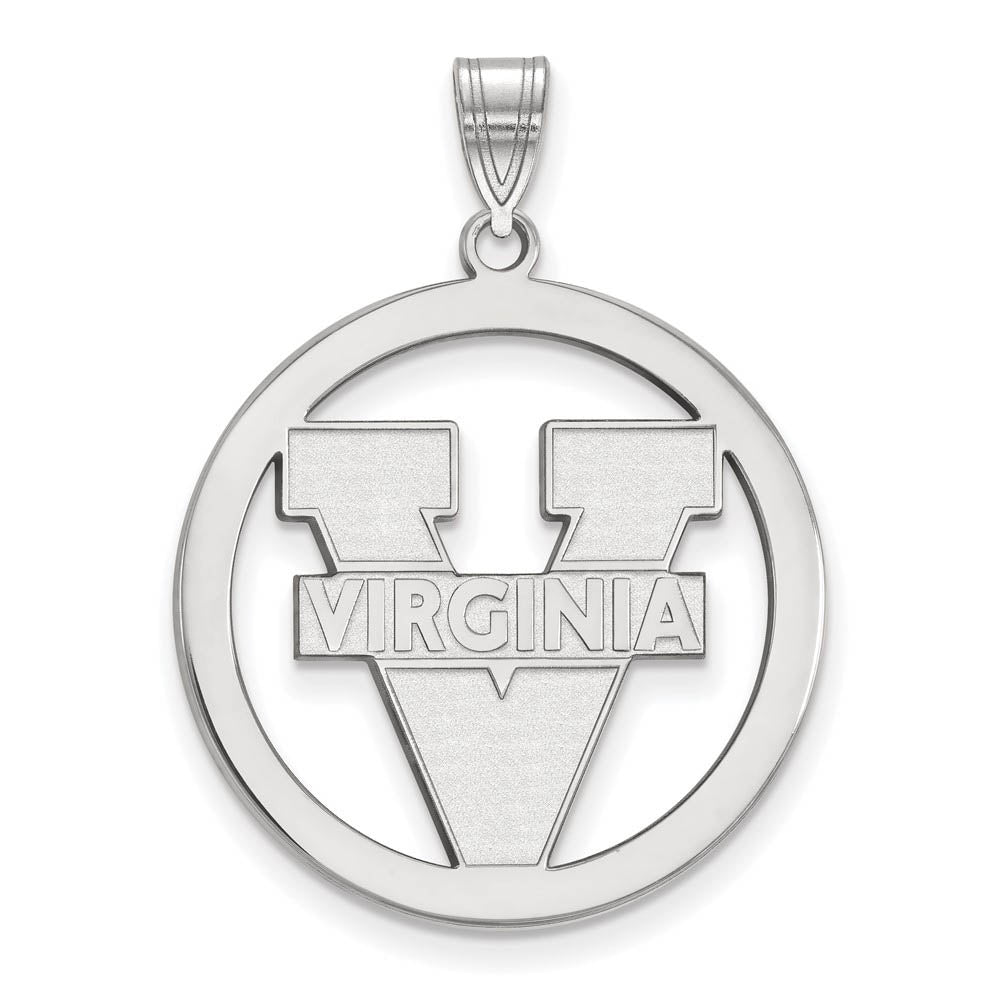 Sterling Silver U. of Virginia XL 'V' Logo Circle Pendant, Item P15394 by The Black Bow Jewelry Co.