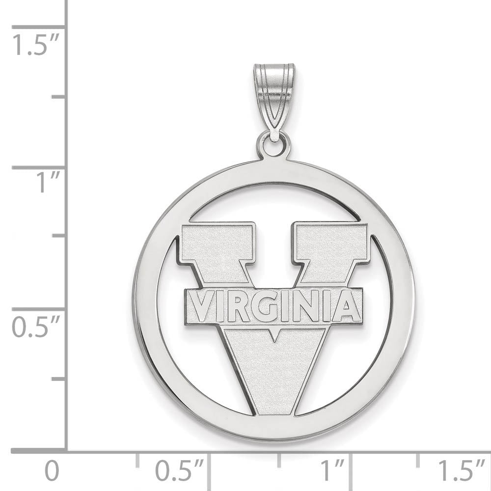 Alternate view of the Sterling Silver U. of Virginia XL 'V' Logo Circle Pendant by The Black Bow Jewelry Co.
