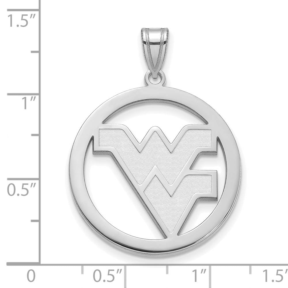 Alternate view of the Sterling Silver West Virginia U. XL Circle Pendant by The Black Bow Jewelry Co.
