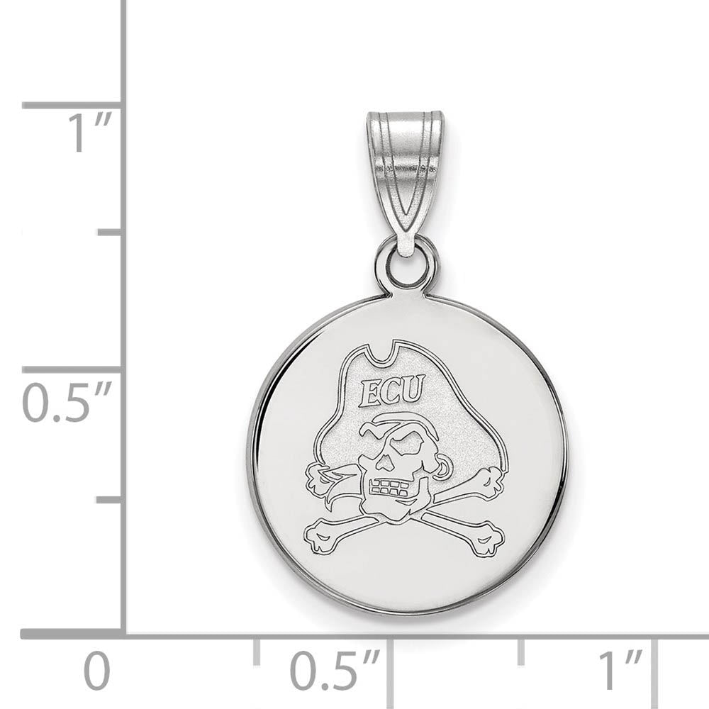 Alternate view of the Sterling Silver East Carolina U Medium Disc Pendant by The Black Bow Jewelry Co.