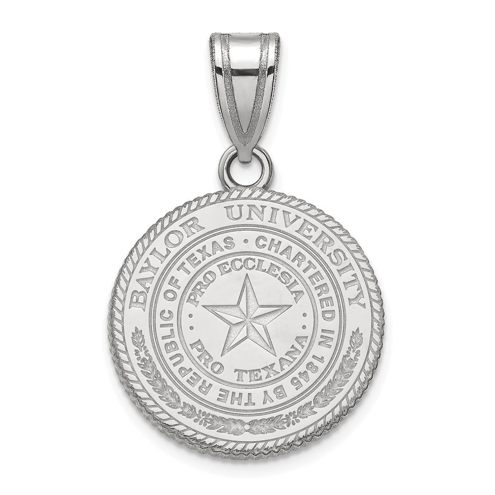 Sterling Silver Baylor U Medium Crest Disc Pendant, Item P15406 by The Black Bow Jewelry Co.