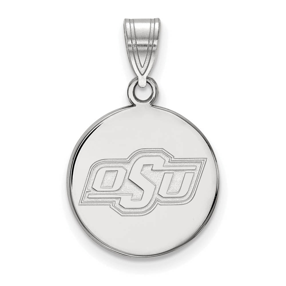 Sterling Silver Oklahoma State Medium Disc Pendant, Item P15410 by The Black Bow Jewelry Co.