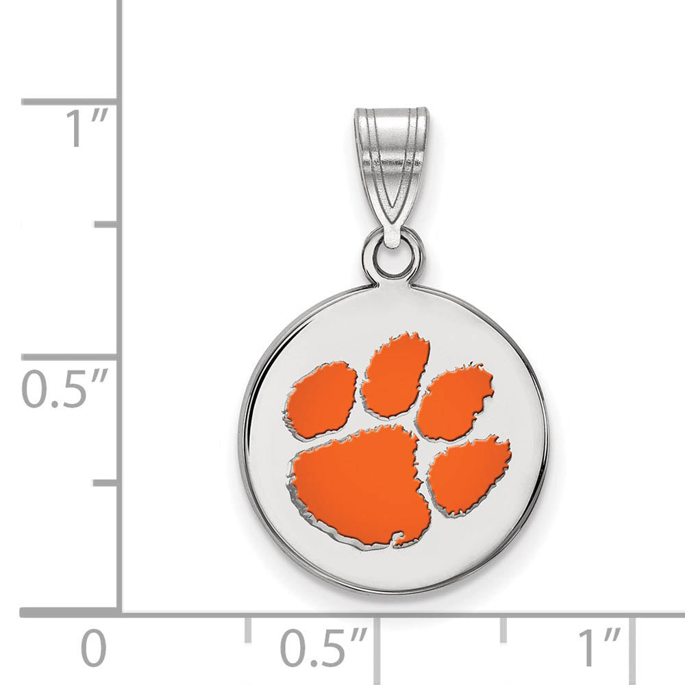 Alternate view of the Sterling Silver Clemson U Medium Enamel Disc Pendant by The Black Bow Jewelry Co.