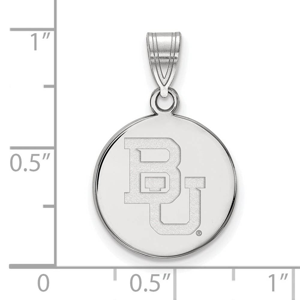 Alternate view of the Sterling Silver Baylor U. Medium Disc Pendant Necklace by The Black Bow Jewelry Co.