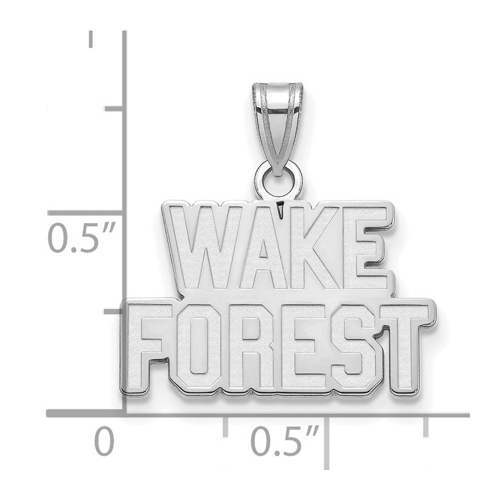 Alternate view of the Sterling Silver Wake Forest U. Small Logo Pendant by The Black Bow Jewelry Co.