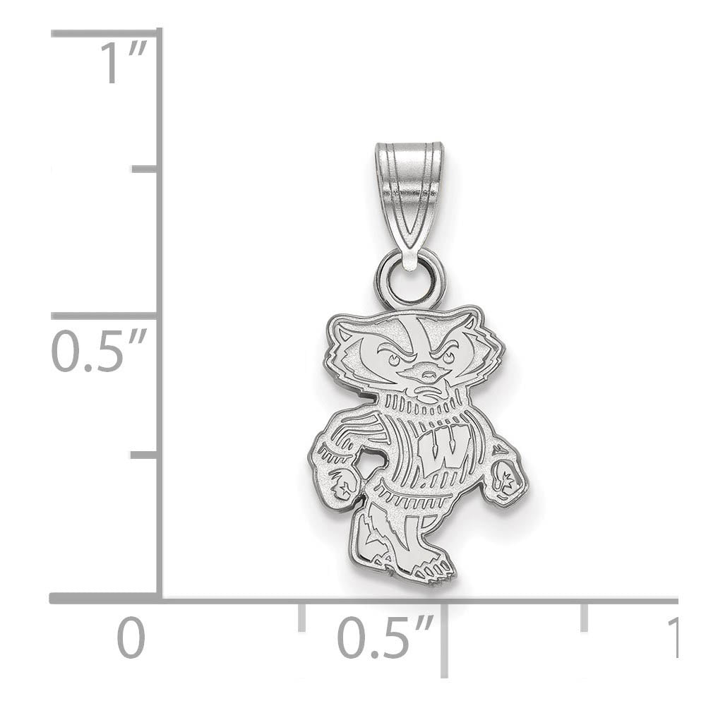 Alternate view of the Sterling Silver U. of Wisconsin Small Badgers Pendant by The Black Bow Jewelry Co.