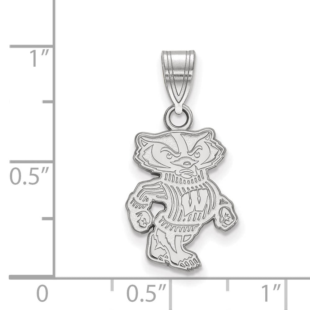 Alternate view of the Sterling Silver U. of Wisconsin Medium Badgers Pendant by The Black Bow Jewelry Co.
