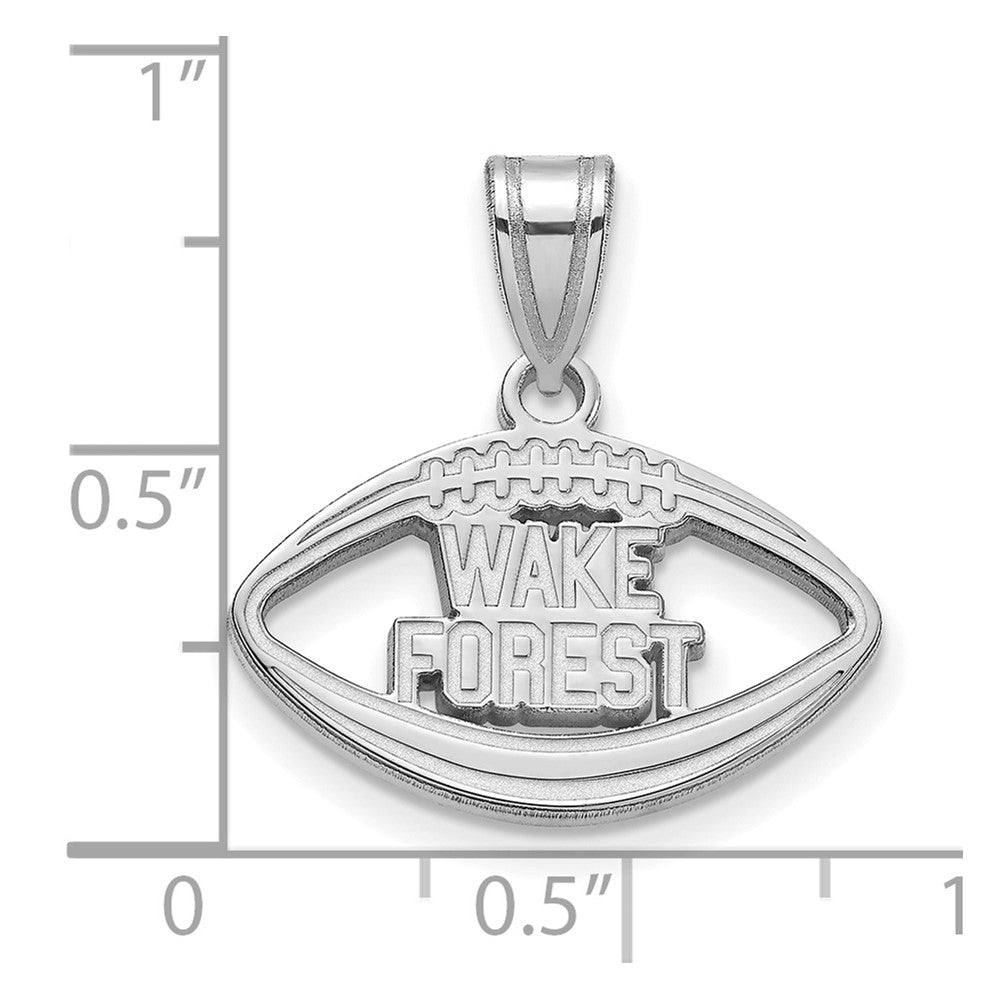 Alternate view of the Sterling Silver Wake Forest U. Logo Football Pendant by The Black Bow Jewelry Co.