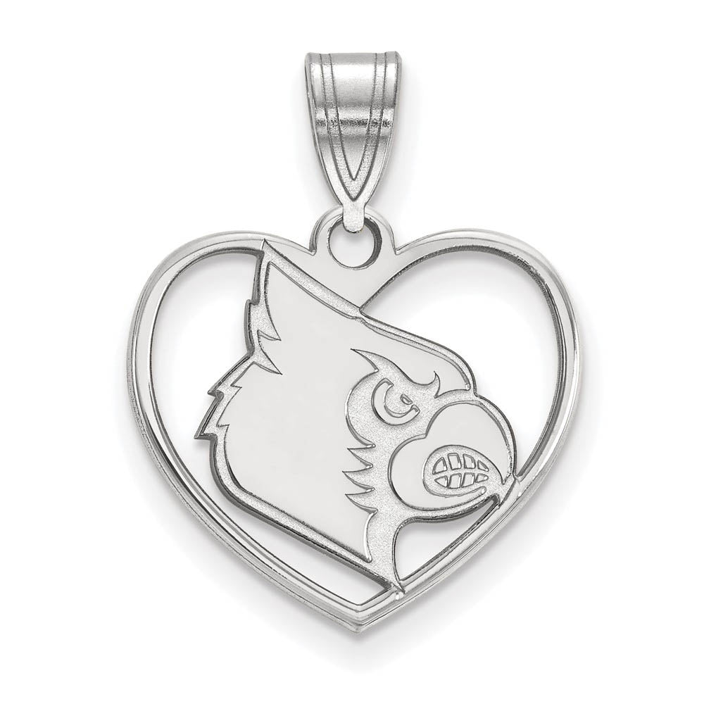 Sterling Silver U. of Louisville Heart Pendant, Item P15485 by The Black Bow Jewelry Co.