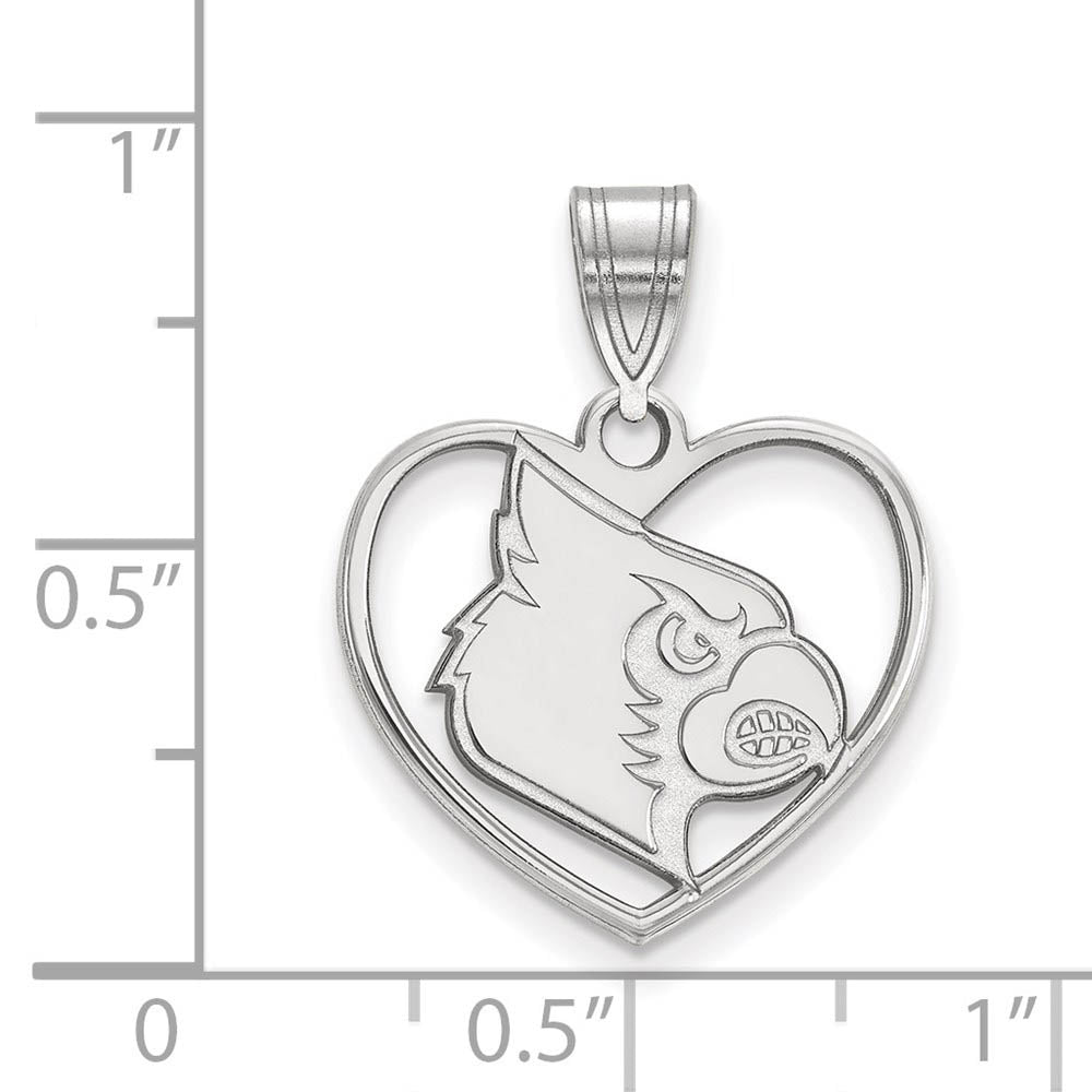 Alternate view of the Sterling Silver U. of Louisville Heart Pendant by The Black Bow Jewelry Co.