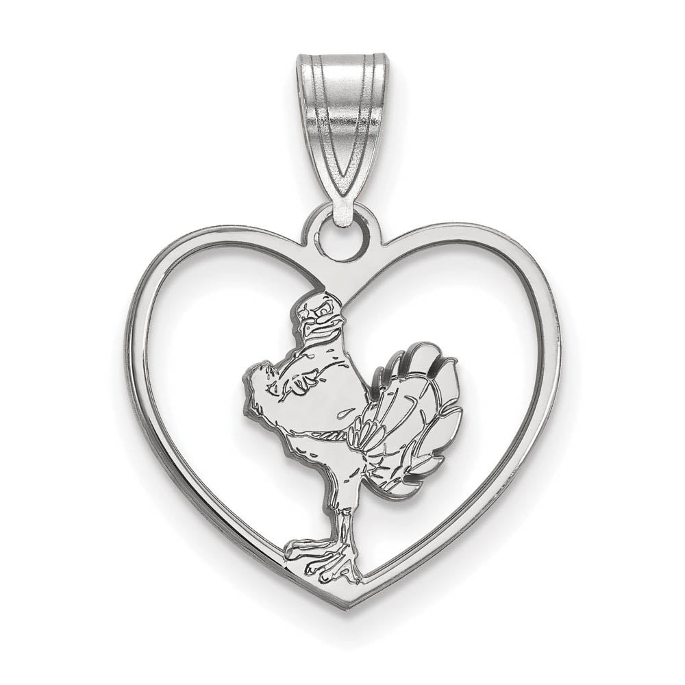 Sterling Silver Virginia Tech Mascot Logo Heart Pendant, Item P15491 by The Black Bow Jewelry Co.