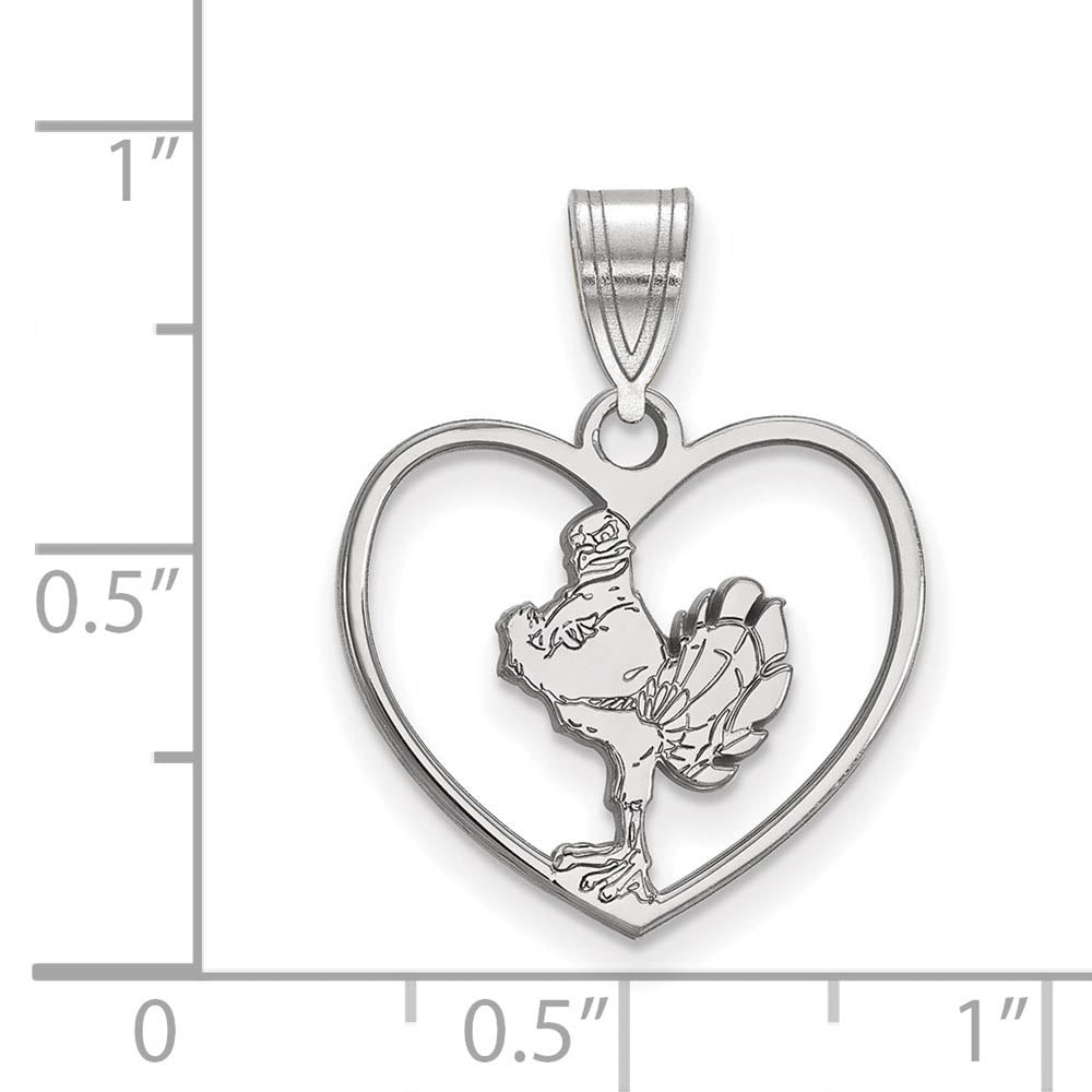 Alternate view of the Sterling Silver Virginia Tech Mascot Logo Heart Pendant by The Black Bow Jewelry Co.