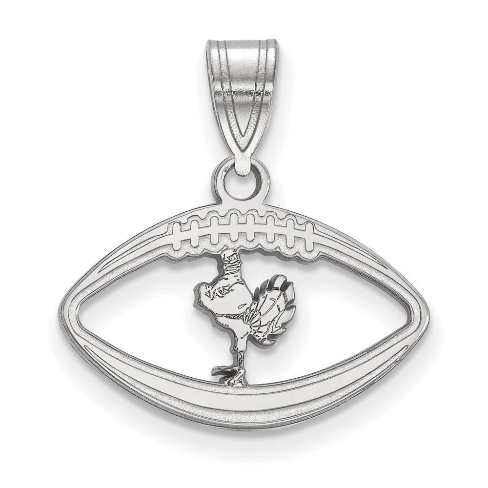 Sterling Silver Virginia Tech Mascot Logo Football Pendant, Item P15493 by The Black Bow Jewelry Co.