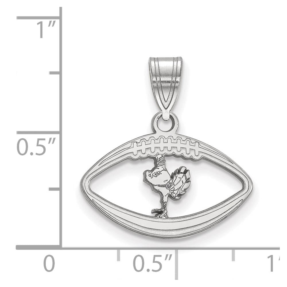 Alternate view of the Sterling Silver Virginia Tech Mascot Logo Football Pendant by The Black Bow Jewelry Co.