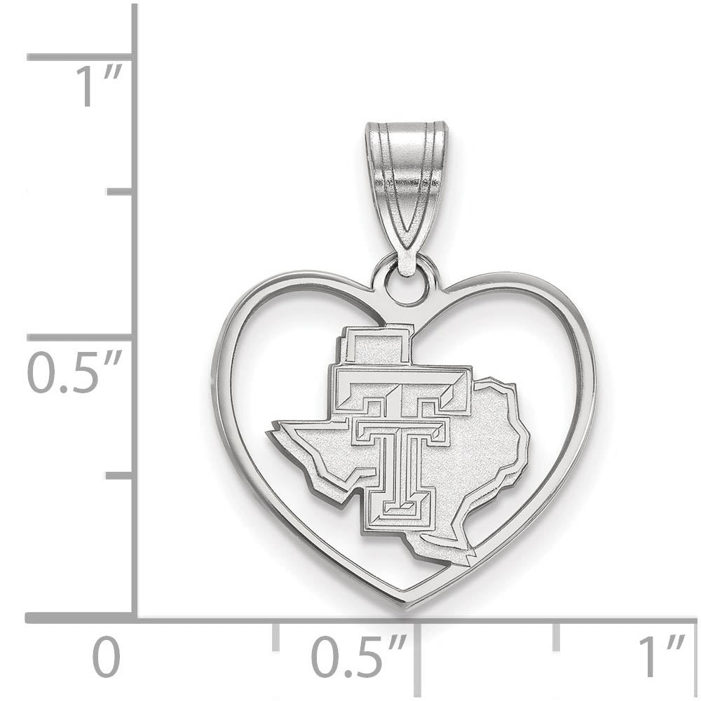 Alternate view of the Sterling Silver Texas Tech U. Heart Pendant by The Black Bow Jewelry Co.
