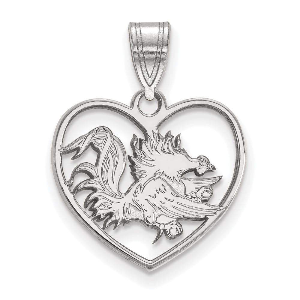 Sterling Silver South Carolina Heart Pendant, Item P15496 by The Black Bow Jewelry Co.