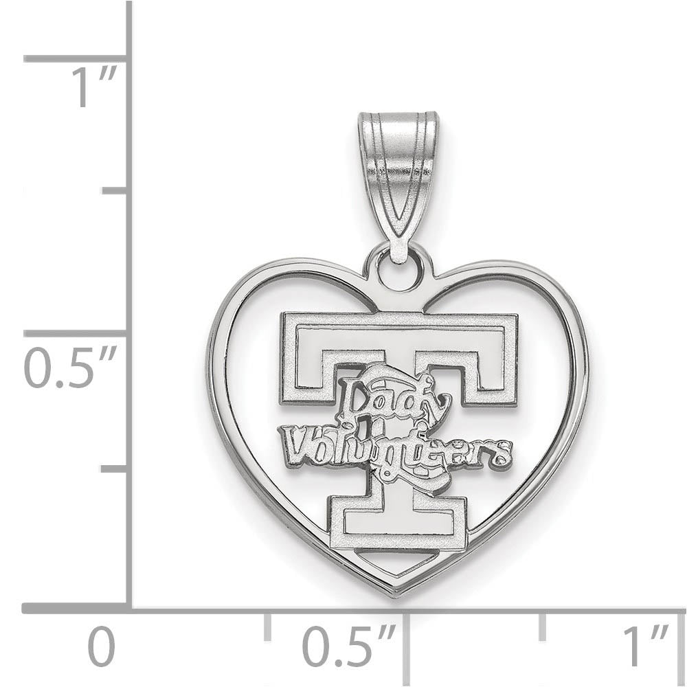 Alternate view of the Sterling Silver U. of Tennessee 'T' Logo Heart Pendant by The Black Bow Jewelry Co.