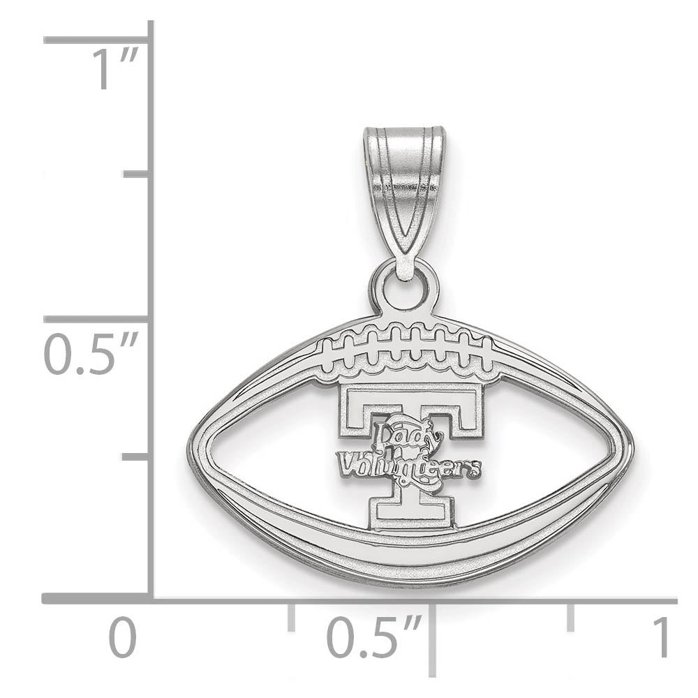 Alternate view of the Sterling Silver U. of Tennessee 'T' Logo Football Pendant by The Black Bow Jewelry Co.