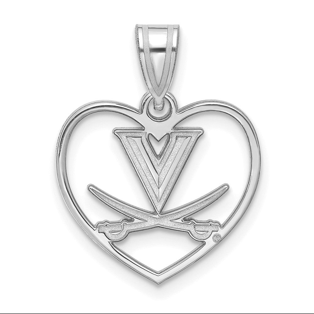 Sterling Silver U. of Virginia Logo Heart Pendant, Item P15524 by The Black Bow Jewelry Co.