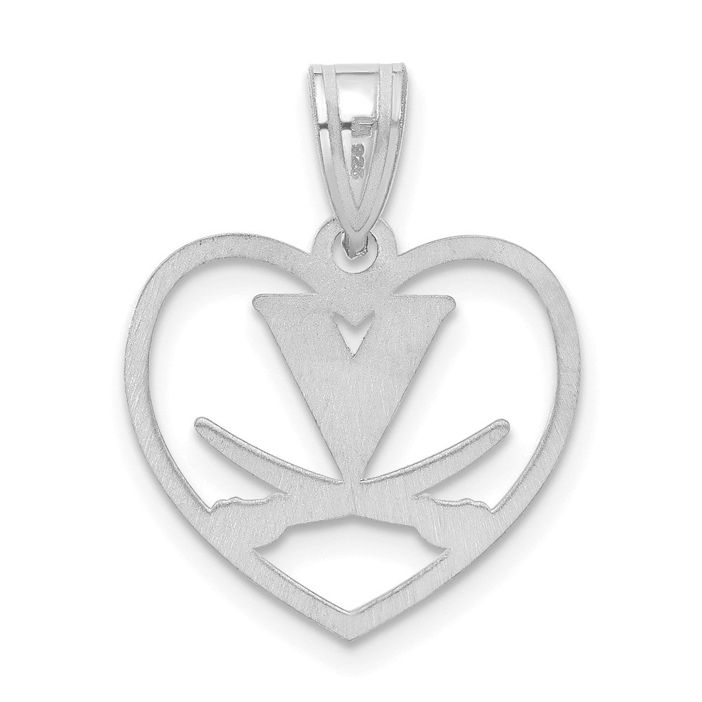 Alternate view of the Sterling Silver U. of Virginia Logo Heart Pendant by The Black Bow Jewelry Co.