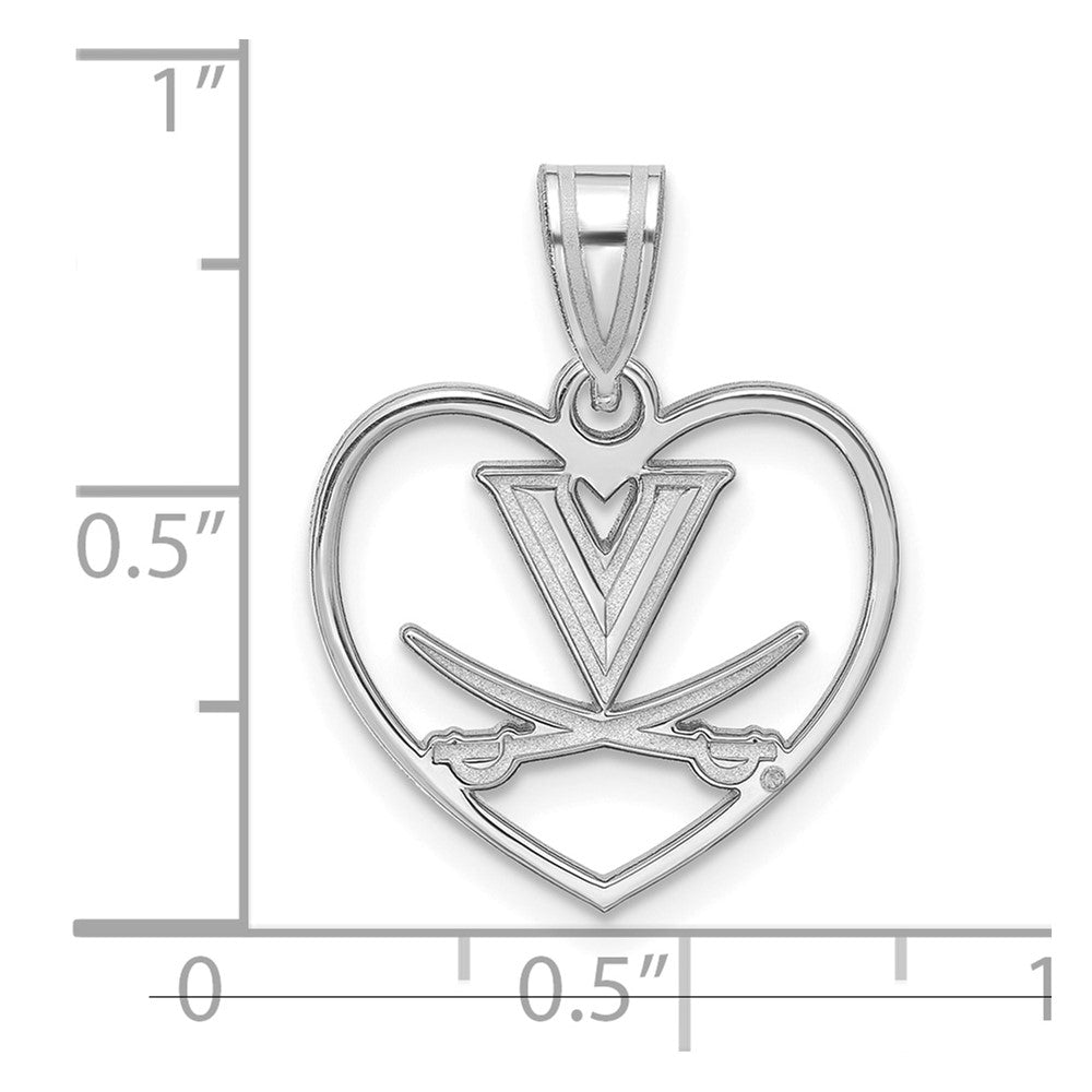 Alternate view of the Sterling Silver U. of Virginia Logo Heart Pendant by The Black Bow Jewelry Co.