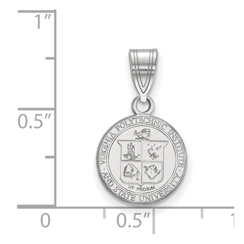 Alternate view of the Sterling Silver Virginia Tech Medium Crest Disc Pendant by The Black Bow Jewelry Co.