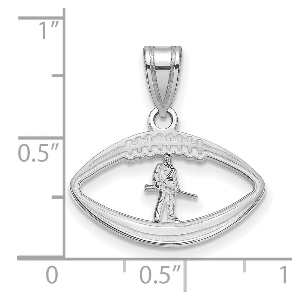 Alternate view of the Sterling Silver West Virginia U. Mascot Football Pendant by The Black Bow Jewelry Co.