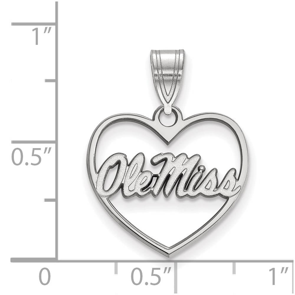 Alternate view of the Sterling Silver U. of Mississippi Heart Pendant by The Black Bow Jewelry Co.