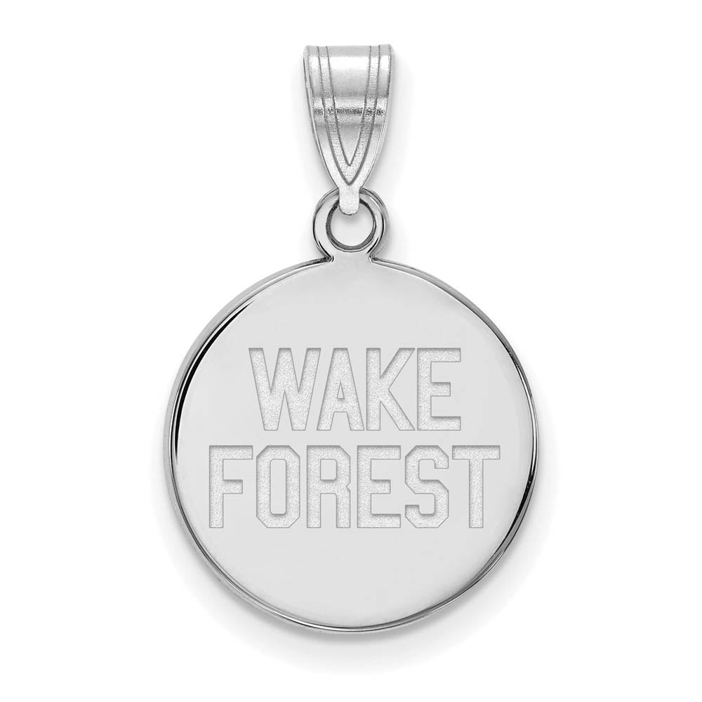 Sterling Silver Wake Forest U. Medium Logo Disc Pendant, Item P15540 by The Black Bow Jewelry Co.