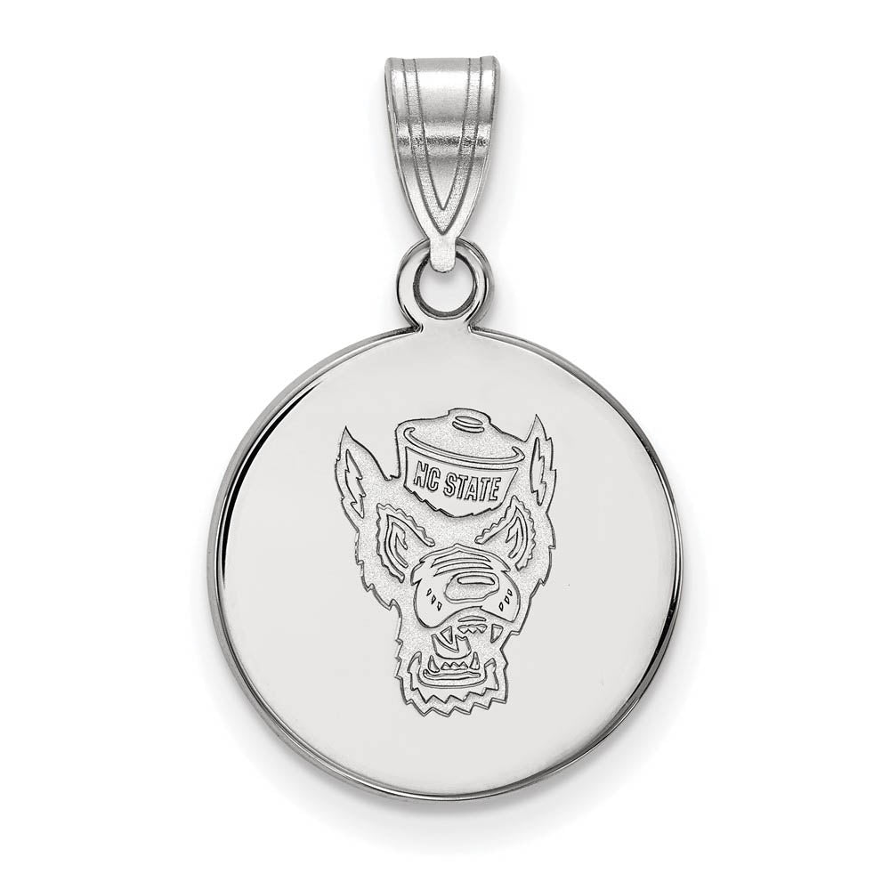 Sterling Silver North Carolina State Medium Logo Disc Pendant, Item P15546 by The Black Bow Jewelry Co.
