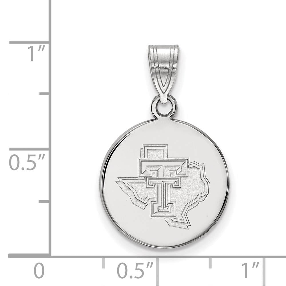 Alternate view of the Sterling Silver Texas Tech U. Medium Pendant by The Black Bow Jewelry Co.