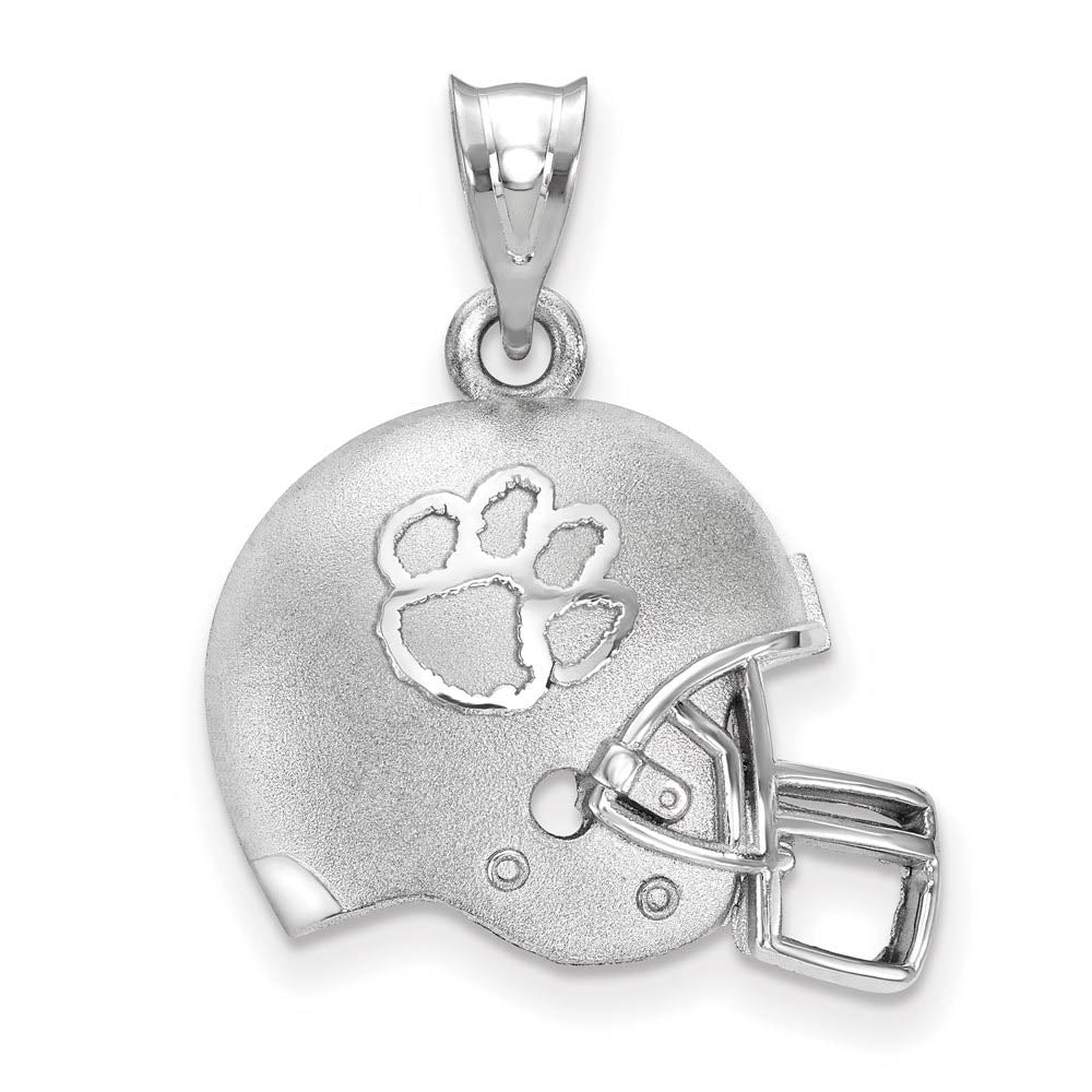Sterling Silver Clemson U 3D Football Helmet w Logo Pendant, Item P15567 by The Black Bow Jewelry Co.